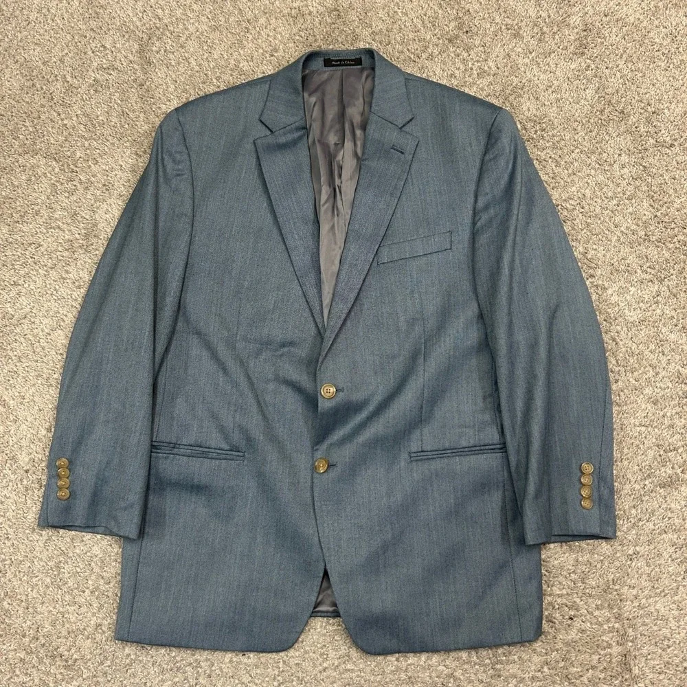 Lauren Ralph Lauren Blazer 43R Blue Micro Pattern Two Button Sport Coat